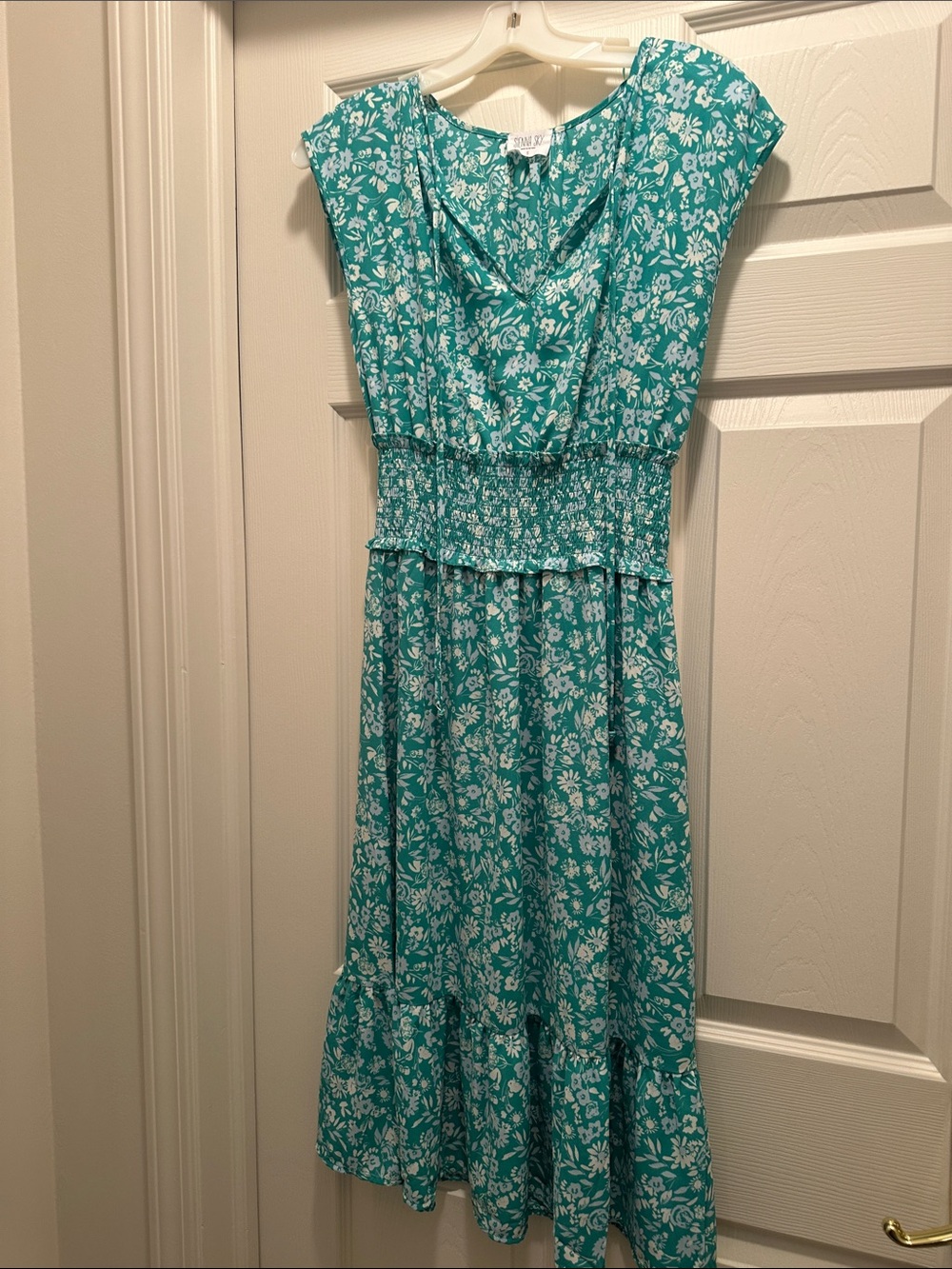 Sienna Sky Teal and White Floral Maxi Dress